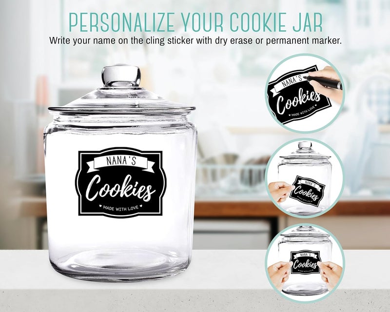 Outshine 1 Gallon Cookie Jar for Kitchen Countertop| Airtight Glass Storage Jars for Candy, Coffee, Dog Treats| Large Glass Apothecary Jars with Lids| Large Food Storage Container for Kitchen, Pantry - Image 2